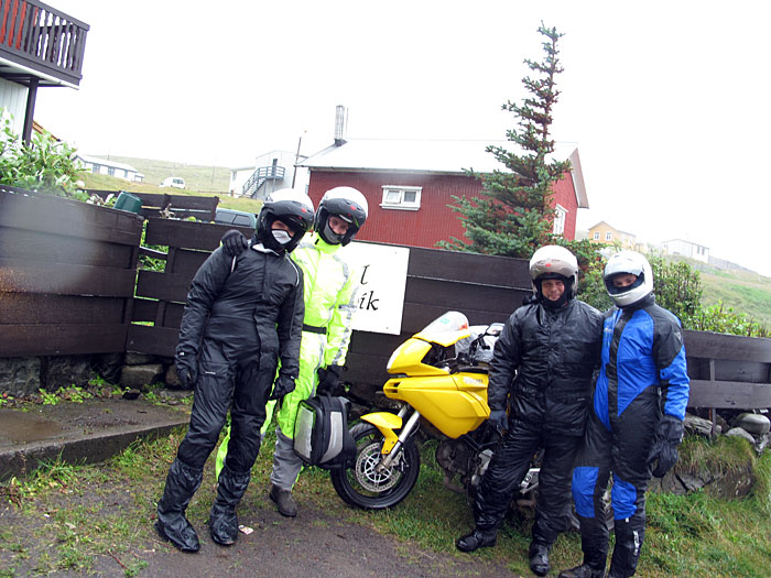 Djúpavík. Rainrain and rainbow. - Four guest from Italy on their motorbikes. Today they left to Akureyri (an 8 hours drive in storm-an-drain). (22 till 24 August 2010)
