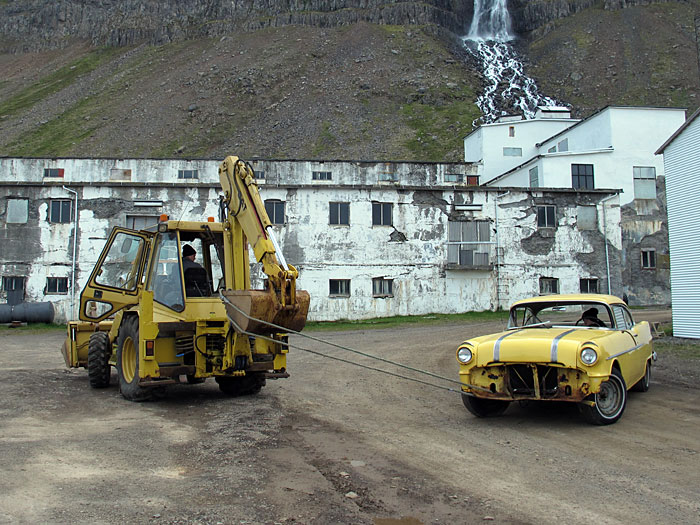 Djúpavík. Well, the yellow car did not start. - 6/11. (4 July 2011)