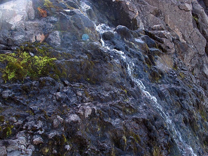 Djúpavík. Hiking, but only a short hike: up to the waterfall. - A very very small waterfall. This summer was very warm and dry, thats why this waterfall has just a little bit of water. Normally its much more water. (6 August 2012)