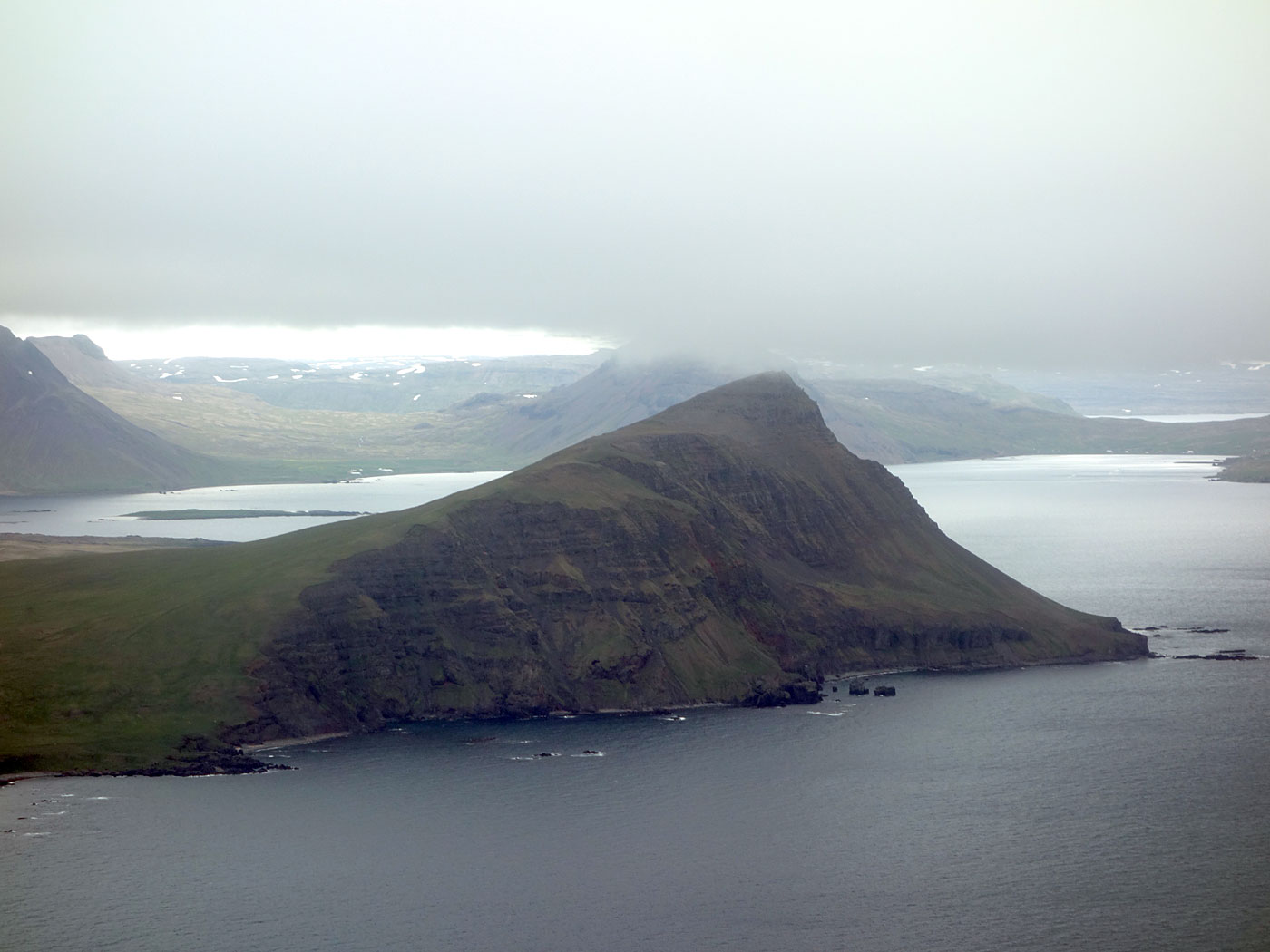 Between Djúpavík and Reykjavík. A flight. - Reykjarneshyrna mountain. (1 July 2013)